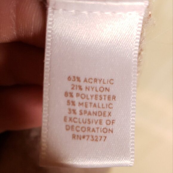 LC Lauren Conrad Womens Tan Pale Pink Heart Shimmer Sweater Large - Picture 6 of 7